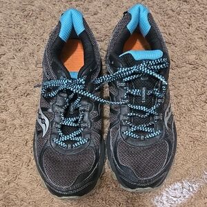 Saucony Black and Blue Running Shoes
